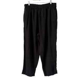Arise Black 100% Linen Pull On Straight Leg Casual Pants Women’s Size 2X